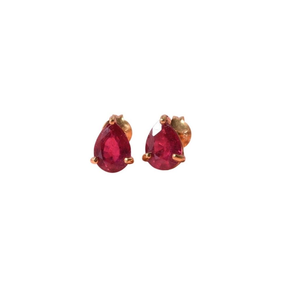 D'Joy Niassa Ruby (FF) 2.50 ctw Solitaire Stud Earrings 14K Y G Over S S